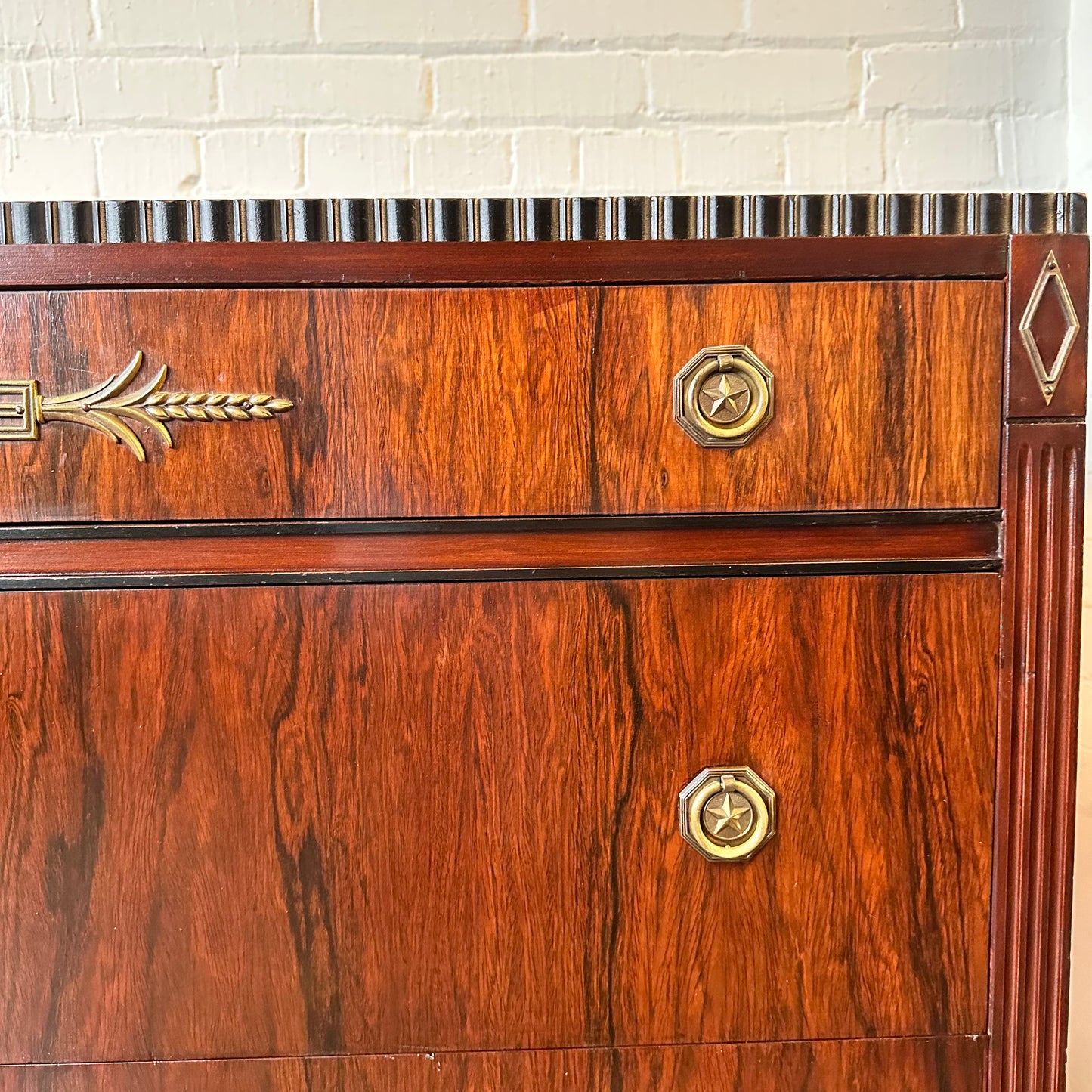 NEOCLASSICAL ROSEWOOD CHEST & HALL MIRROR