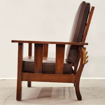 ARTS AND CRAFTS OAK MORRIS RECLINING ACCENT CHAIR