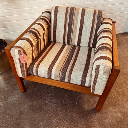 TEAK FRAMED DANISH LOUNGE CHAIR WITH STRIPES