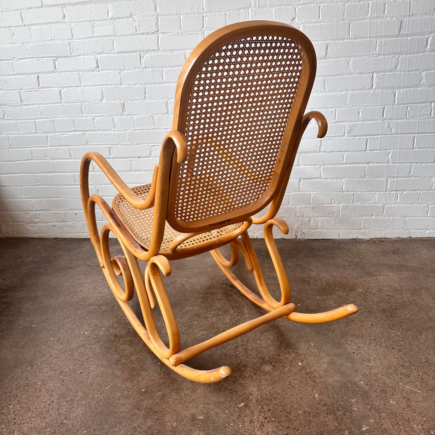 VINTAGE THONET BENTWOOD AND CANED ROCKING CHAIR