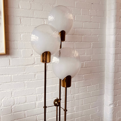 THREE DISC BRASS FLOOR LAMP, ITALIAN MODERN, MAZZEGA STYLE