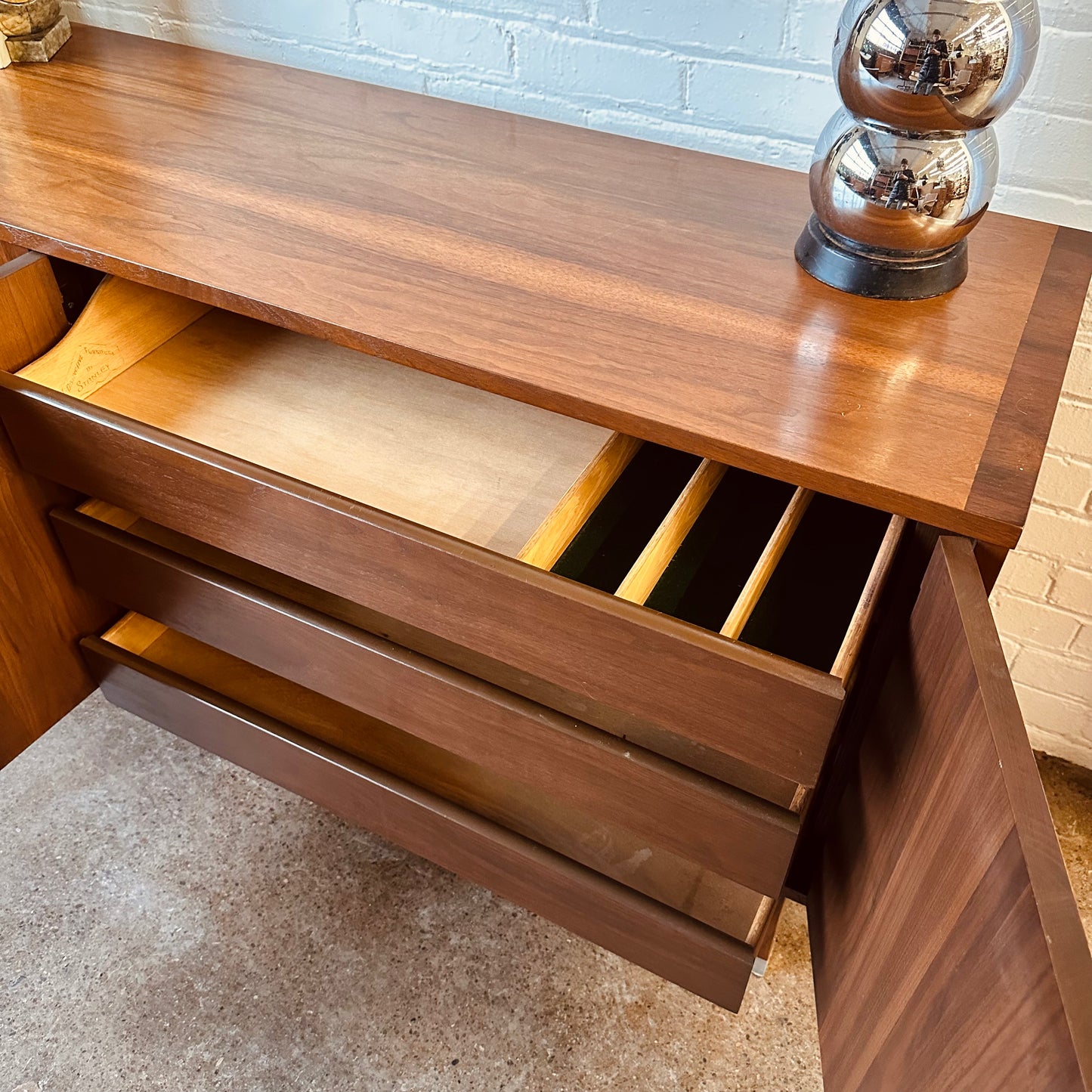 RESTORED PAUL BROWNING WALNUT & ROSEWOOD CREDENZA