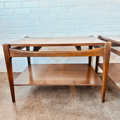 MCM WALNUT TWO-TIER END TABLES - PAIR