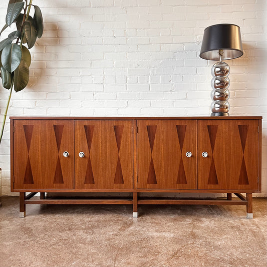 RESTORED PAUL BROWNING WALNUT & ROSEWOOD CREDENZA