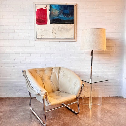 TREGA CHROME & LEATHER SLING CHAIR BY TORMOD ALNAES
