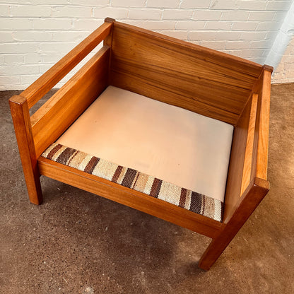 TEAK FRAMED DANISH LOUNGE CHAIR WITH STRIPES