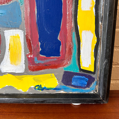 SIGNED ABSTRACT PAINTING "CROSSTOWN TRAFFIC", LARGE ORIGINAL MODERNIST