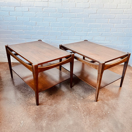 MCM WALNUT TWO-TIER END TABLES - PAIR