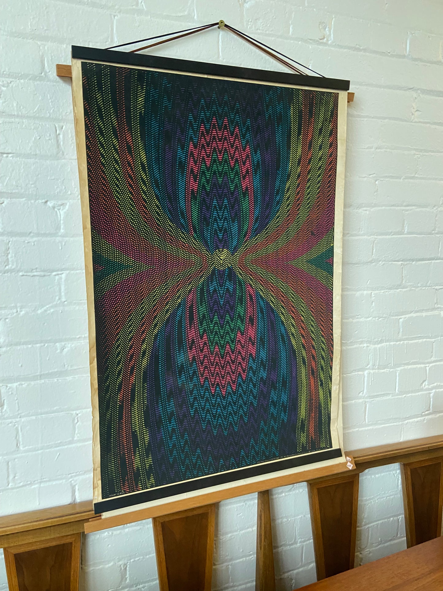 1970 GEOMETRIC BLACKLIGHT OP ART FLOCKED POSTER