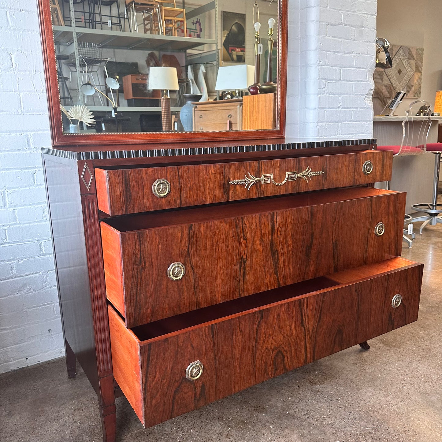 NEOCLASSICAL ROSEWOOD CHEST & HALL MIRROR