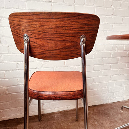 MCM CHROME & LAMINATE CAFE TABLE & CHAIR SET
