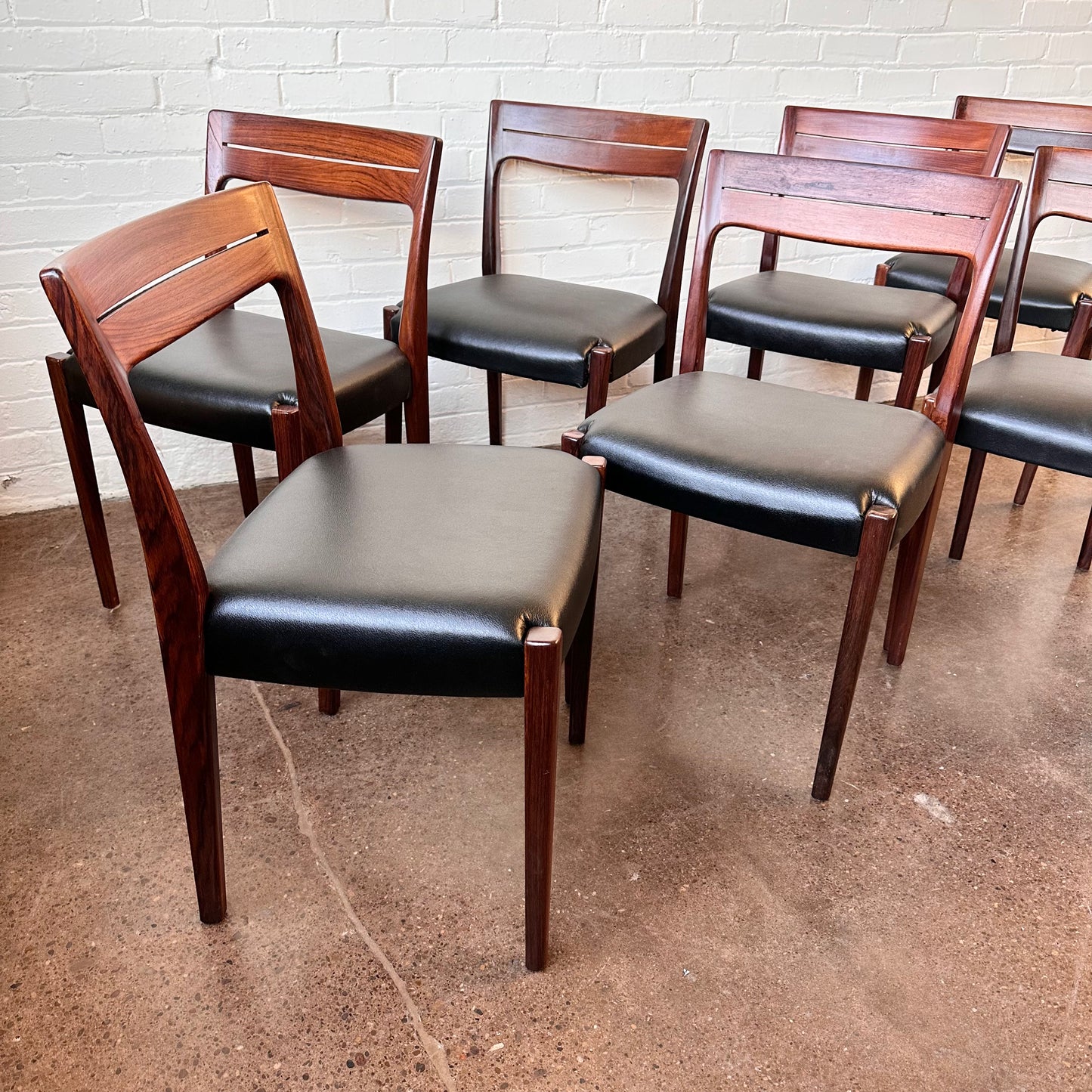 RESTORED SVEGARDS MARKARYD SWEDISH ROSEWOOD DINING CHAIRS - SET OF 8