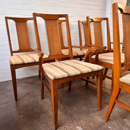 SET OF 6 MCM CANED WALNUT DINING CHAIRS