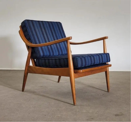 MCM DANISH BLUE STRIPED ARM CHAIR