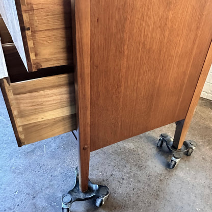 KENT COFFEY WALNUT DRESSER WITH 6 DRAWERS & MIRROR
