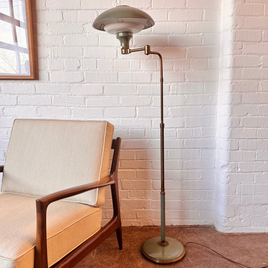 ADJUSTABLE FLYING SAUCER FLOOR LAMP BY GERALD THURSTON