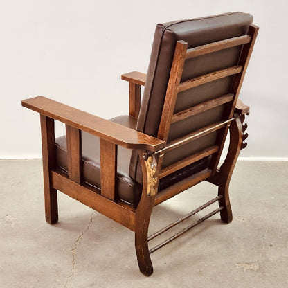ARTS AND CRAFTS OAK MORRIS RECLINING ACCENT CHAIR