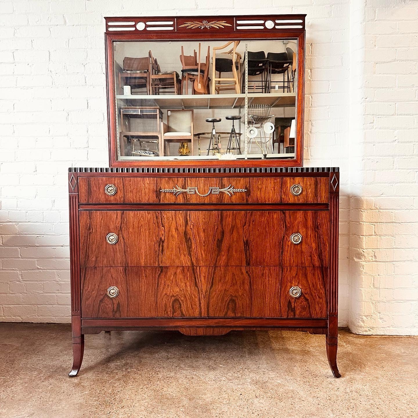 NEOCLASSICAL ROSEWOOD CHEST & HALL MIRROR