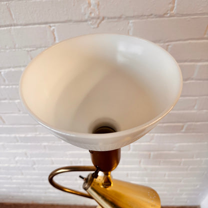 1950S MCM ATOMIC BRASS FLOOR LAMP IN THURSTON STYLE WITH SHADE
