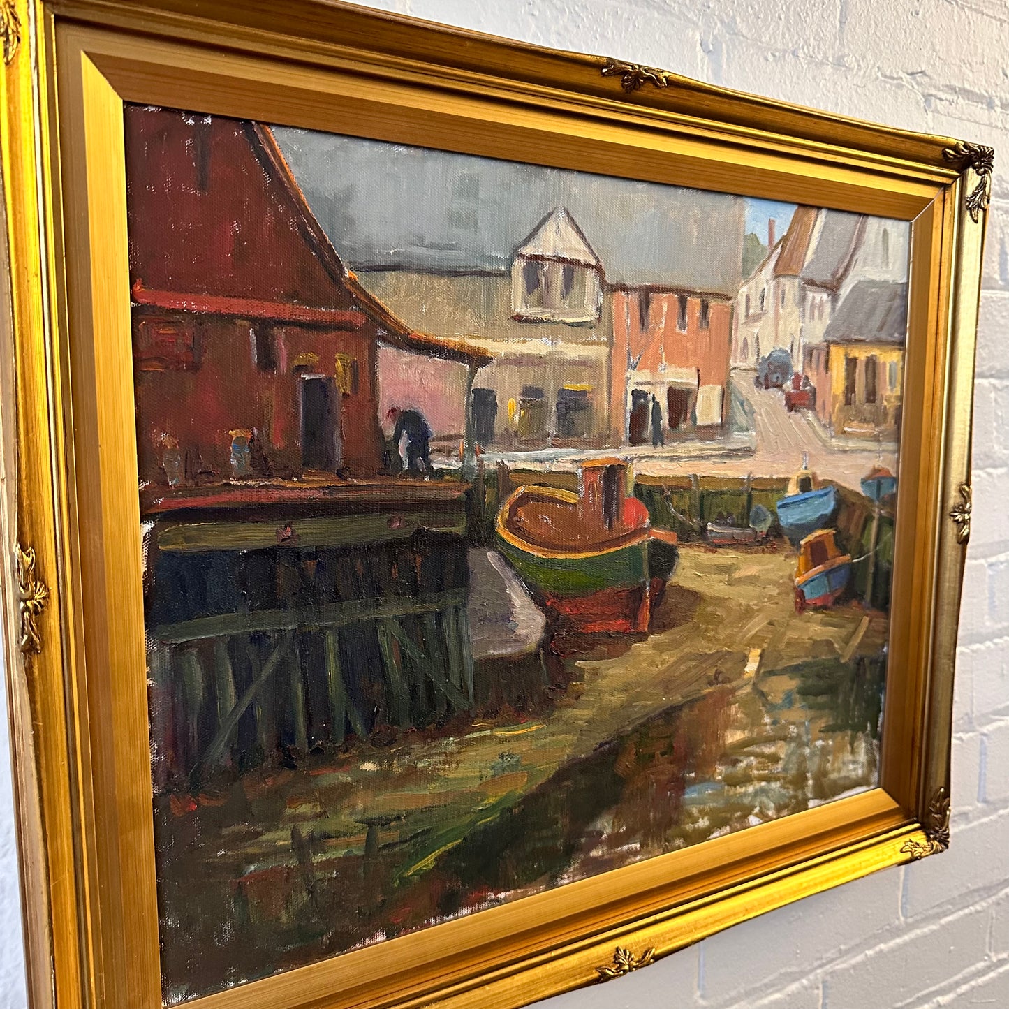FRAMED PORT PAINTING BY RONALD SEAGER
