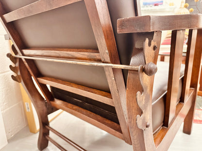 ARTS AND CRAFTS OAK MORRIS RECLINING ACCENT CHAIR