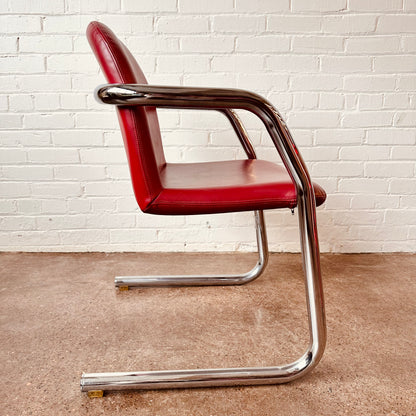 TUBULAR CHROME RED VINYL ACCENT CHAIR