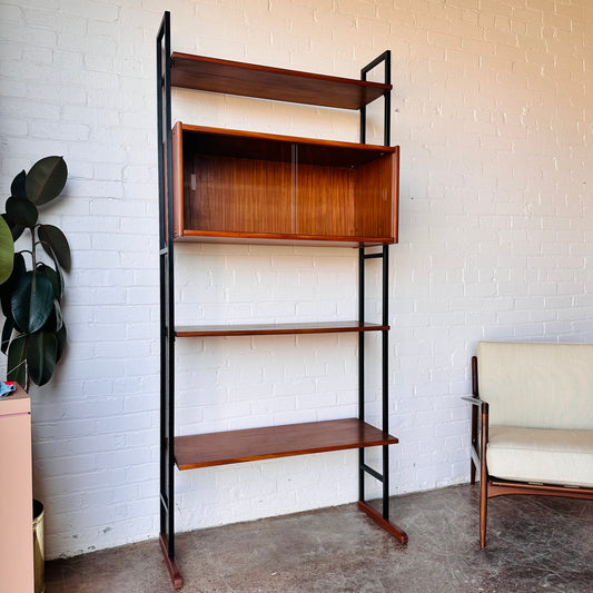 DANISH TEAK & IRON FREESTANDING WALL UNIT