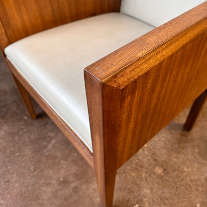MAHOGANY CHAIRS WITH FAUX OSTRICH SKIN - PAIR