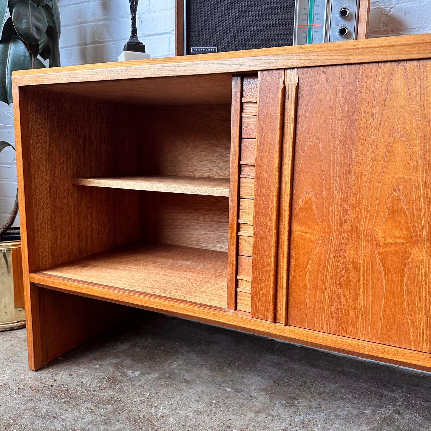 DANISH TEAK CREDENZA WITH WATERFALL DESIGN