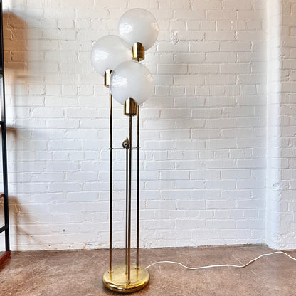 THREE DISC BRASS FLOOR LAMP, ITALIAN MODERN, MAZZEGA STYLE