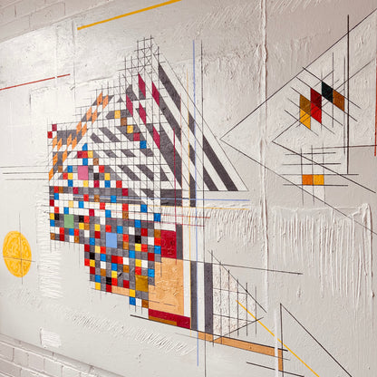 GEOMETRIC PAINTING BY A L HECKER, LARGE FORMAT