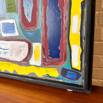 SIGNED ABSTRACT PAINTING "CROSSTOWN TRAFFIC", LARGE ORIGINAL MODERNIST