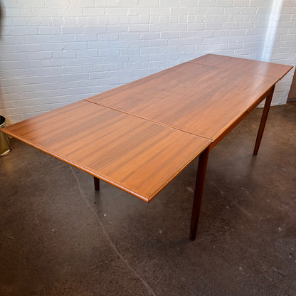 RESTORED DANISH TEAK DINING TABLE WITH DRAW LEAF