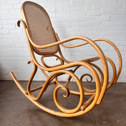 VINTAGE THONET BENTWOOD & CANED ROCKING CHAIR