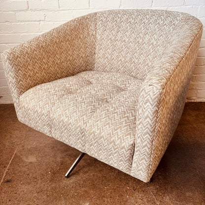 ROWE CHEVRON UPHOLSTERED SWIVEL CHAIRS - PAIR