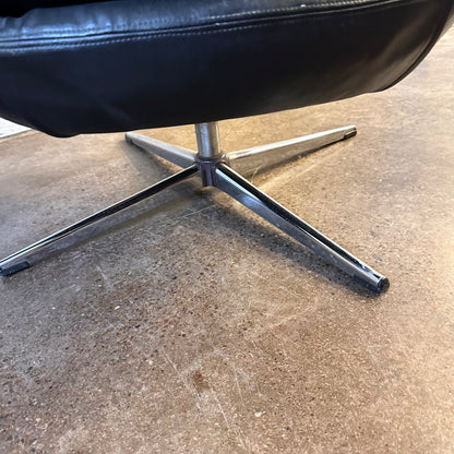 MCM SWEDISH OVERMAN BLACK VINYL SWIVEL CHAIR