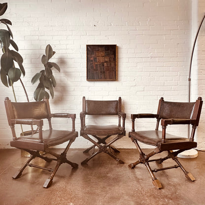 VINTAGE GLOBE FURNITURE CLUB CHAIRS WITH FAUX CROCODILE UPHOLSTERY