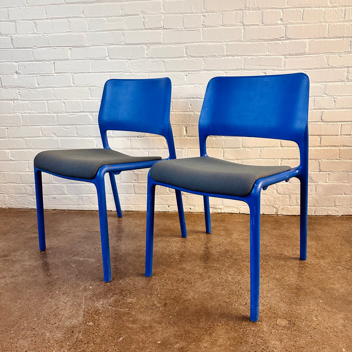 BLUE SPARK STACKING CHAIRS BY DON CHADWICK FOR KNOLL, PAIR