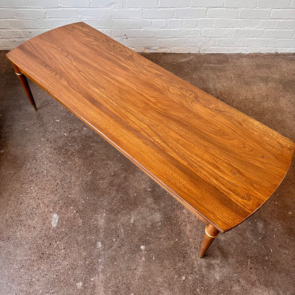 MCM ASH WOOD COFFEE TABLE WITH SCALLOPED BANDING