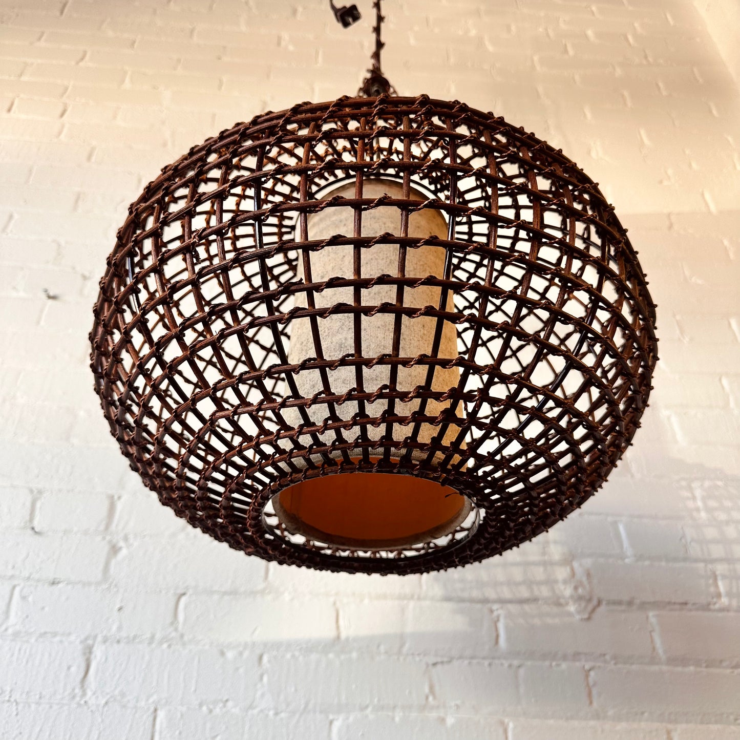 MCM RATTAN PLUG-IN HANGING LIGHT