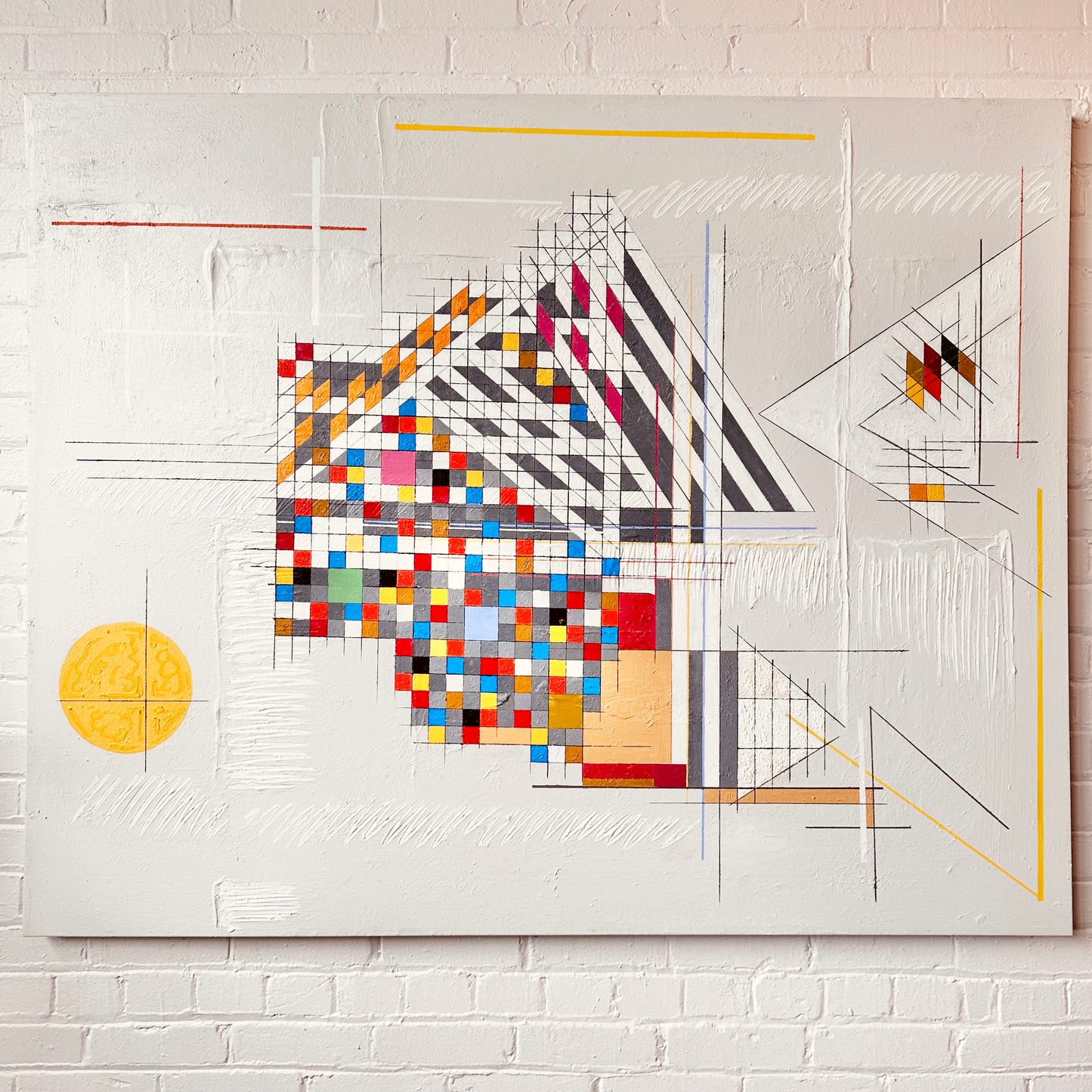 GEOMETRIC PAINTING BY A L HECKER, LARGE FORMAT