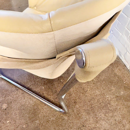 TREGA CHROME & LEATHER SLING CHAIR BY TORMOD ALNAES