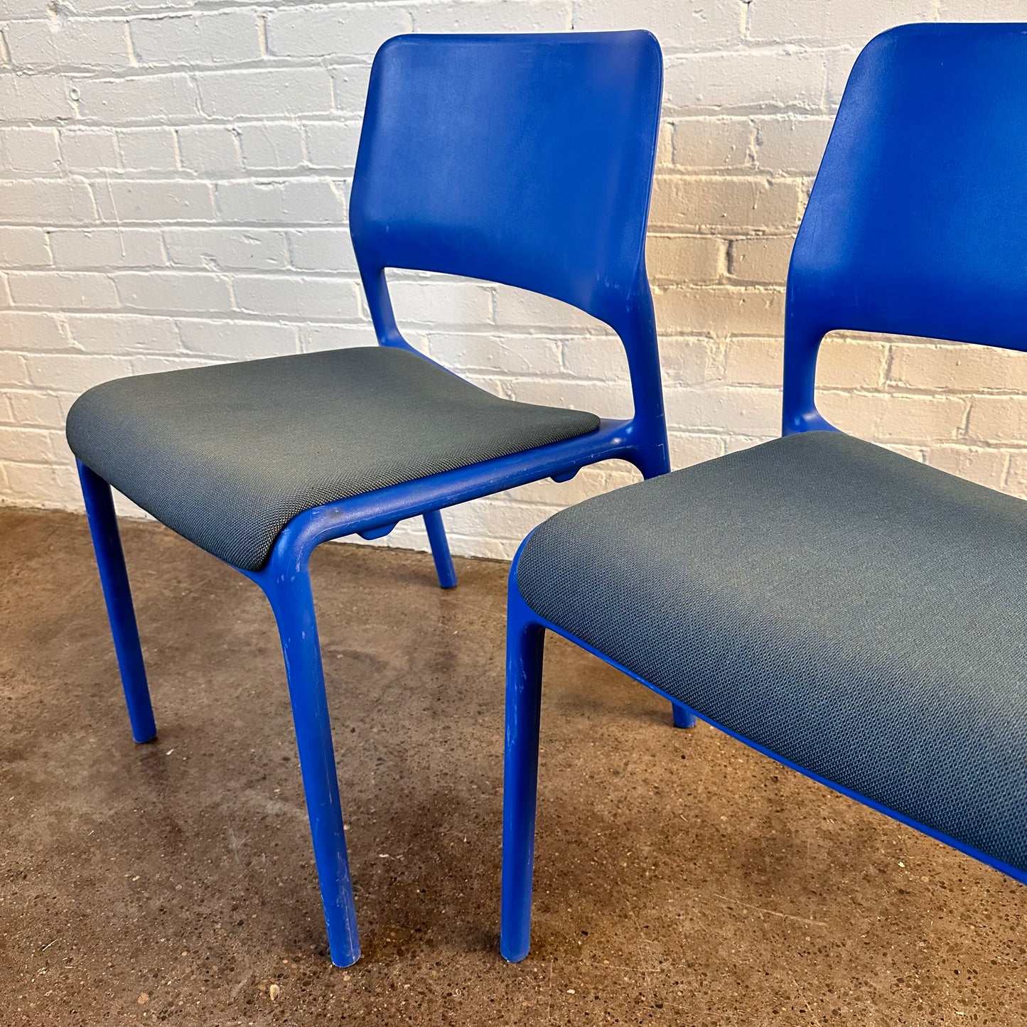 BLUE SPARK STACKING CHAIRS BY DON CHADWICK FOR KNOLL, PAIR