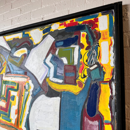 SIGNED ABSTRACT PAINTING "CROSSTOWN TRAFFIC", LARGE ORIGINAL MODERNIST