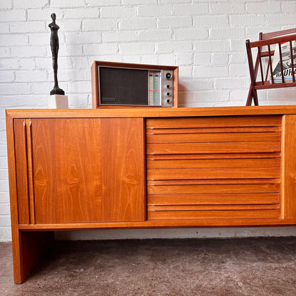 DANISH TEAK CREDENZA WITH WATERFALL DESIGN