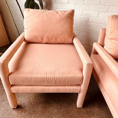 PINK UPHOLSTERED LANE PARSONS CHAIRS - PAIR