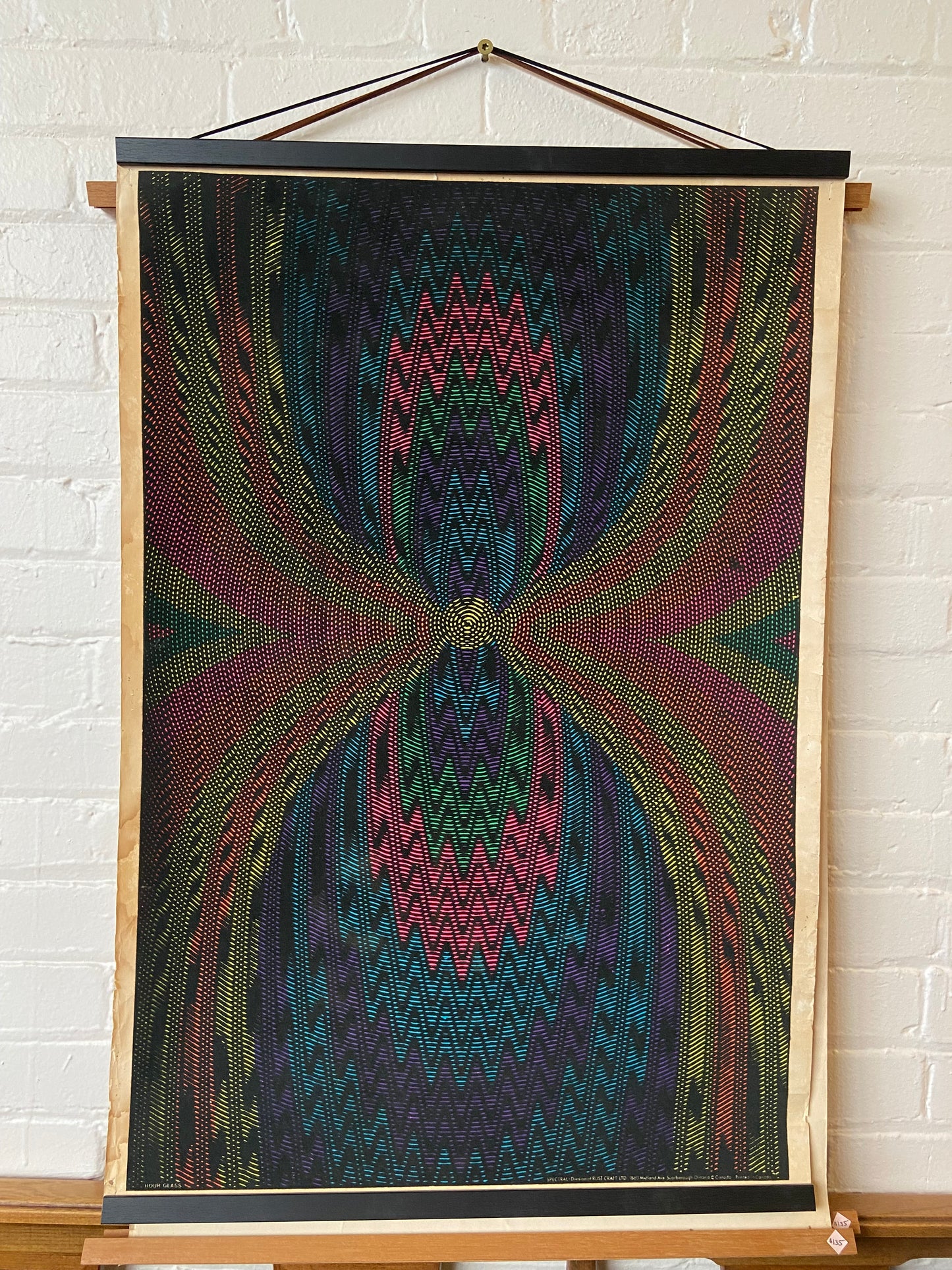 1970 GEOMETRIC BLACKLIGHT OP ART FLOCKED POSTER