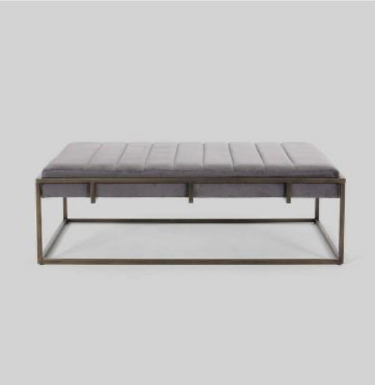 NEW GREY VELVET UPHOLSTERED BENCH