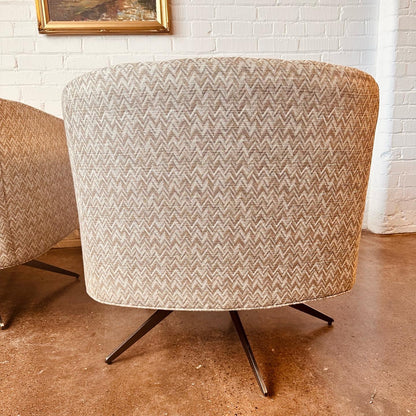 ROWE CHEVRON UPHOLSTERED SWIVEL CHAIRS - PAIR
