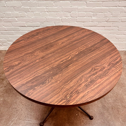 36” ROUND FAUX BOIS ROSEWOOD CAFE TABLE WITH STEEL LEGS